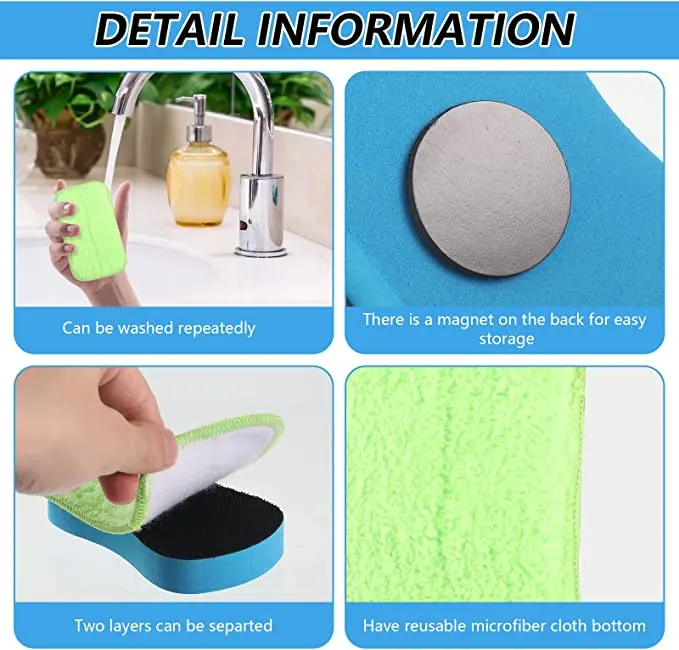 

2 Pieces Blackboard Eraser Whiteboard Reusable Erase Washable Classroom