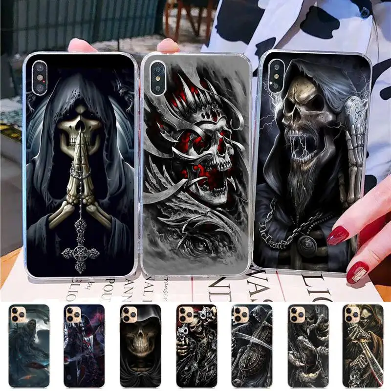 

TOPLBPCS Reapers Skull Phone Case for iPhone 11 12 13 Mini Pro Max 8 7 6 6S Plus X 5 SE 2020 XR XS Case shell