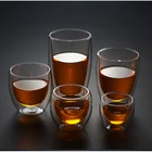 Термостойкая стеклянная чашка с двойными стенками, 1 шт., Набор чашек для пива, эспрессо, кофе, пивная кружка, стакан для чая, стеклянные чашки ручной работы для виски, посуда для напитков