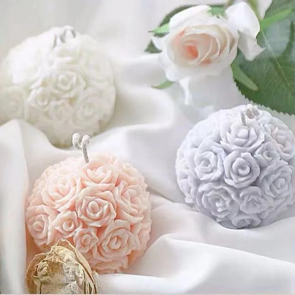 

Rose Flower Ball Silicone Candle Mold Chocolate cake soap molds Cactus Whiskey Ice Mould Candle making accessories Wedding gifts