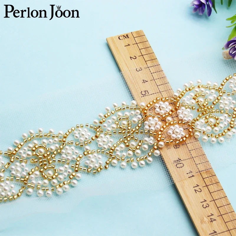 5 ярдов/шт. сетчатый крест темно-синий жемчужный стеклянный бисер сетка кружево