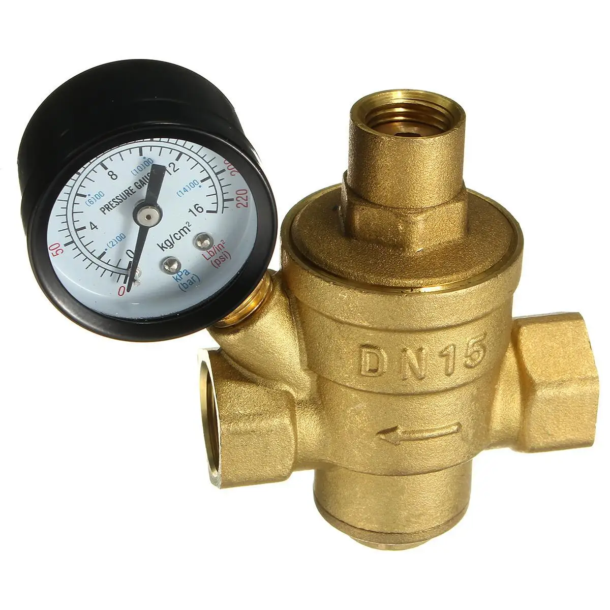 

1/2 DN15 Brass Water Pressure Reducing Maintaining Valves Regulator Adjustable Relief Valves With Gauge Meter