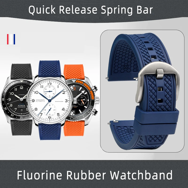 

Quality Fluoro Rubber Watch Strap 20mm 22mm Sport Watchband Diving Wrist Black Green Wristband With Quick Release Spring Bar