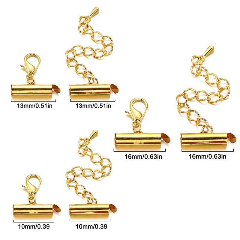 

5set/lot Diy Jewelry Bracelet End Connectors Slider Clasp Making Accessories Extending Chain Fashion 10-40mm Sliding Pipe Buckle