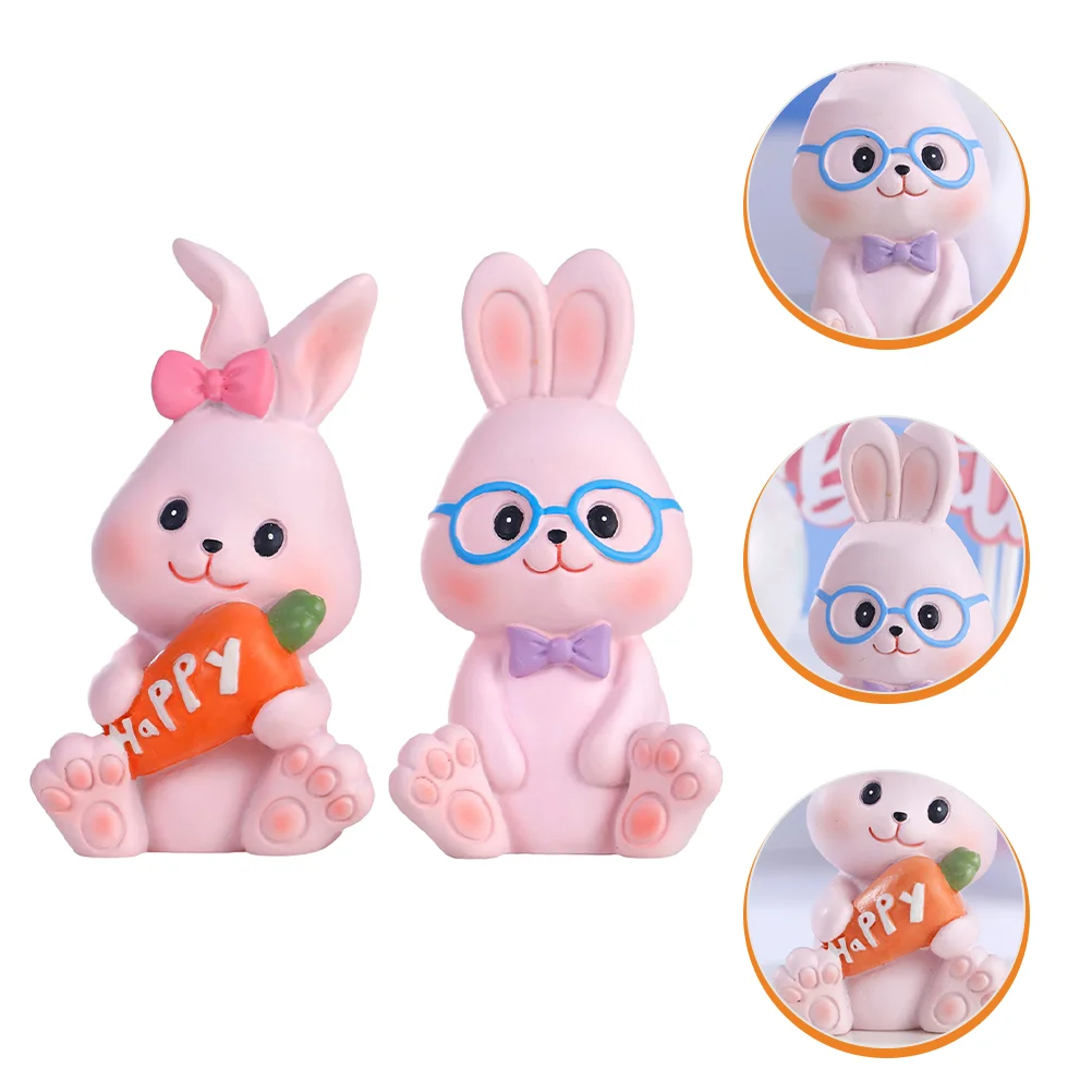 

2pcs Fun Miniature Rabbit Model, Miniature Rabbit Figurine, Miniature Rabbit Decor Fake Bunny Fake Rabbit