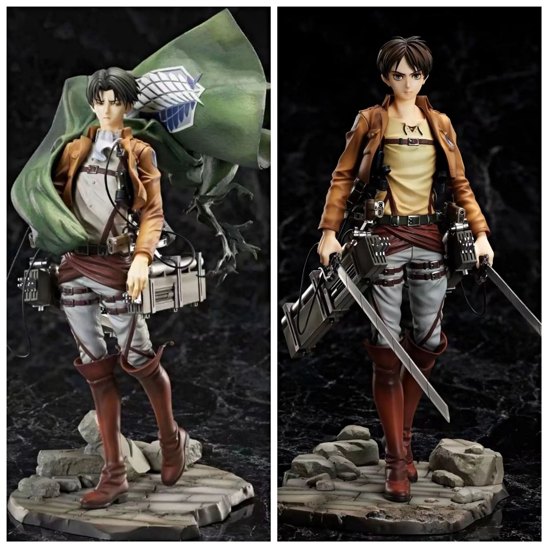 

Anime Attack On Titan Figure Levi Ackerman Eren Cloak PVC Action Figures Collection Toys For Doll 26cm