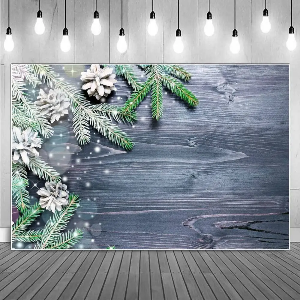 

Фон для фотосъемки с изображением снега рождественской елки орехов деревянной доски под заказ украшение из белого дерева сосновые деревья ...