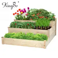 3 IN 1 Tier Raised Garden Bed Outdoor Planter Box Wooden Vegetable/Flower/Herb Nursery Flower Bed Garden Pot Garden Supplies