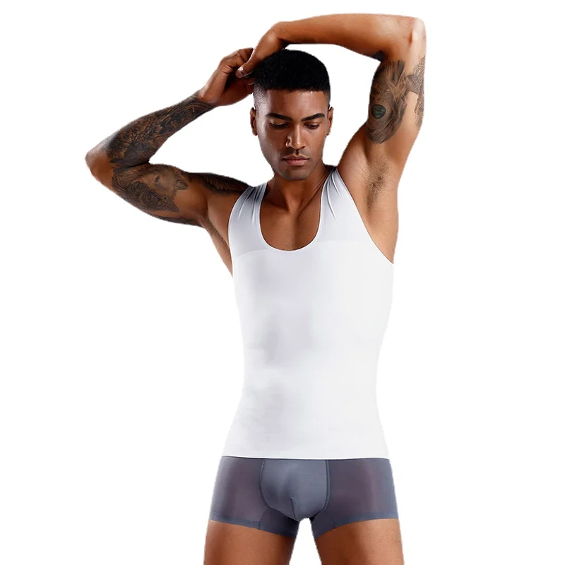 HaleyChan Men Compression Shirts Body Shaper Slimming Vest Elastic Slim Muscle Tank Shapewear Men Bodysuit Fitness Waist Trainer