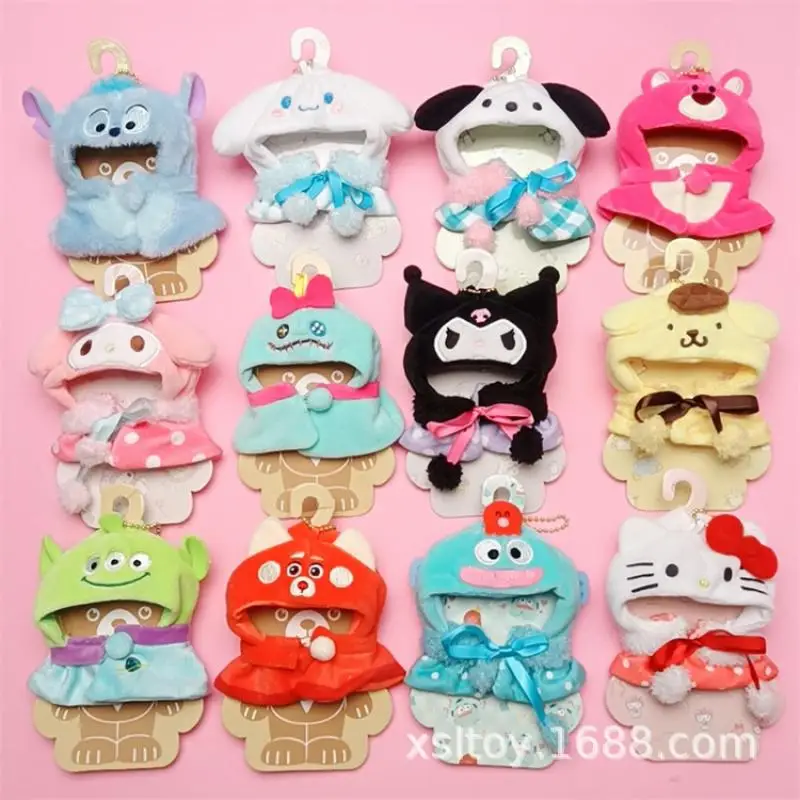 

Kawaii Kuromi Hello Kitty Plush Doll Cloak Anime Mymelody Cinnamoroll Pompompurin Lotso Stitch Pooh Cape Cute Clothes Toy Gift