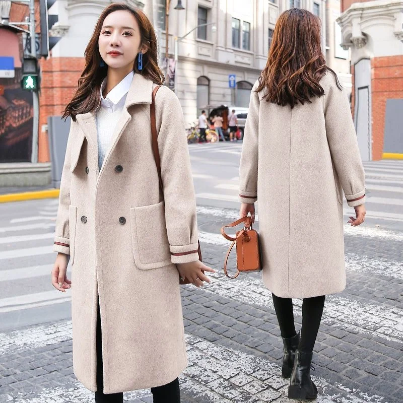 Женское пальто 2024 новинка весны и осени утягивающая шерстяная куртка средней