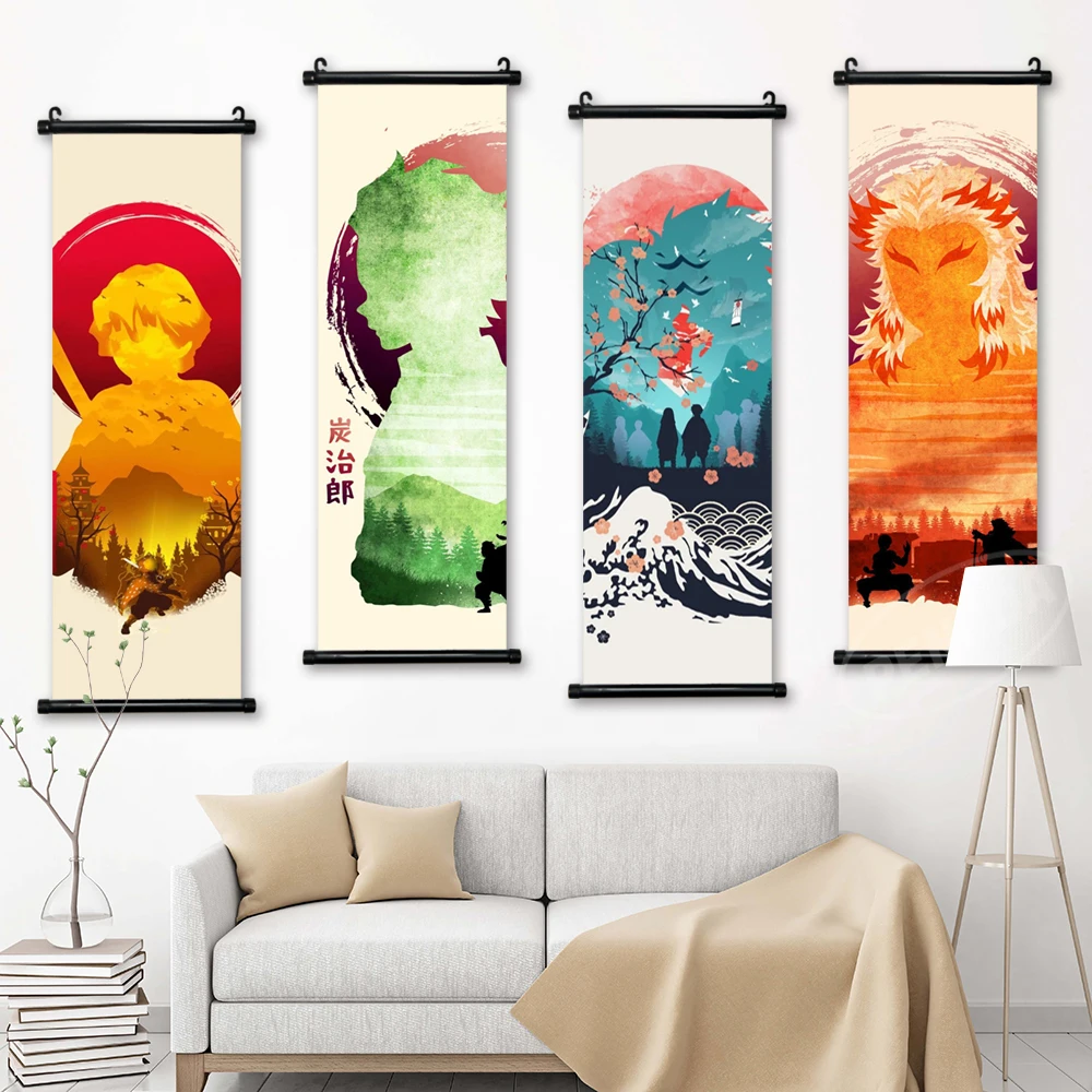 

Print Anime Canvas Poster Demon Slayer Home Decor Kamado Tanjirou Wall Artwork Rengoku Kyoujurou Picture Scroll Hanging Painting