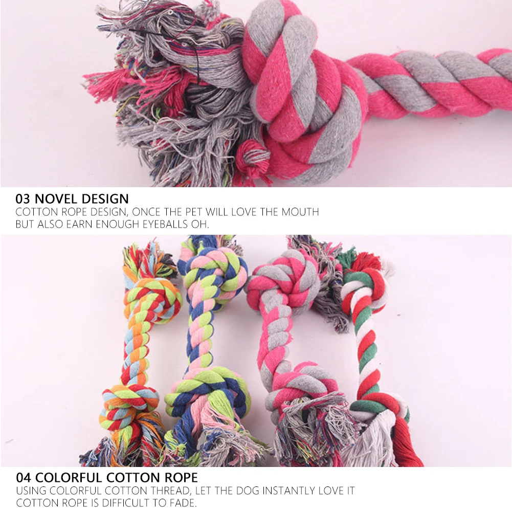 Разноцветная игрушка для щенков Pet Dog Puppy Double Knot Chew Rope Toys Clean Teeth Durable Braided Bone Molar Toy Supplies.