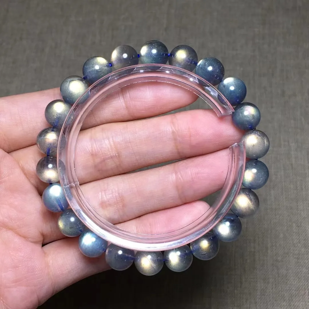 

9mm Natural Labradorite Bracelet Jewelry For Women Men Beauty Gift Crytsal Stone Colorful Light Beads Moonstone Strands AAAAA