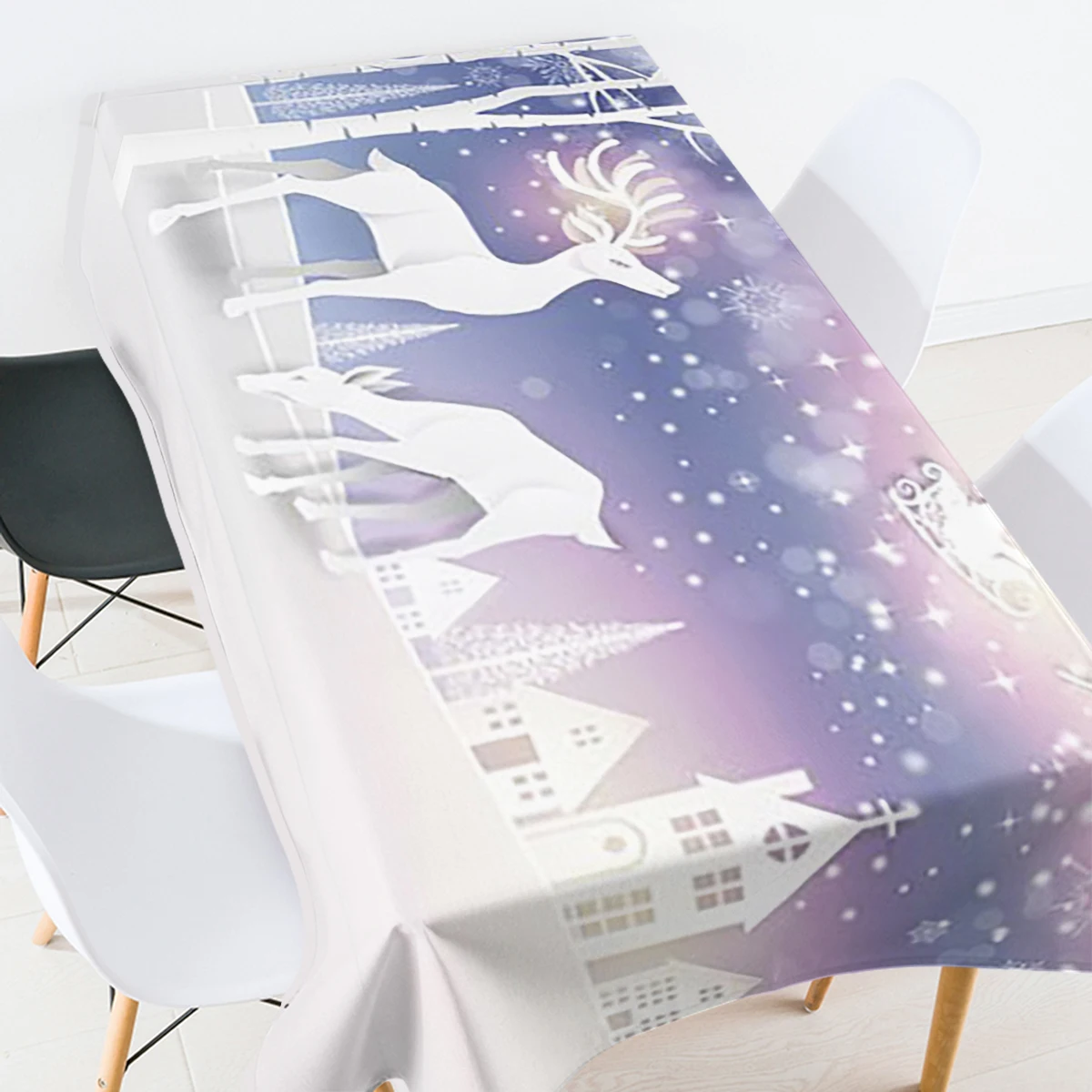 

Rectangular Linen Tablecloth Christmas Print Elk Christmas Eve Decoration Tablecloth Wedding Birthday Party Table Decoration