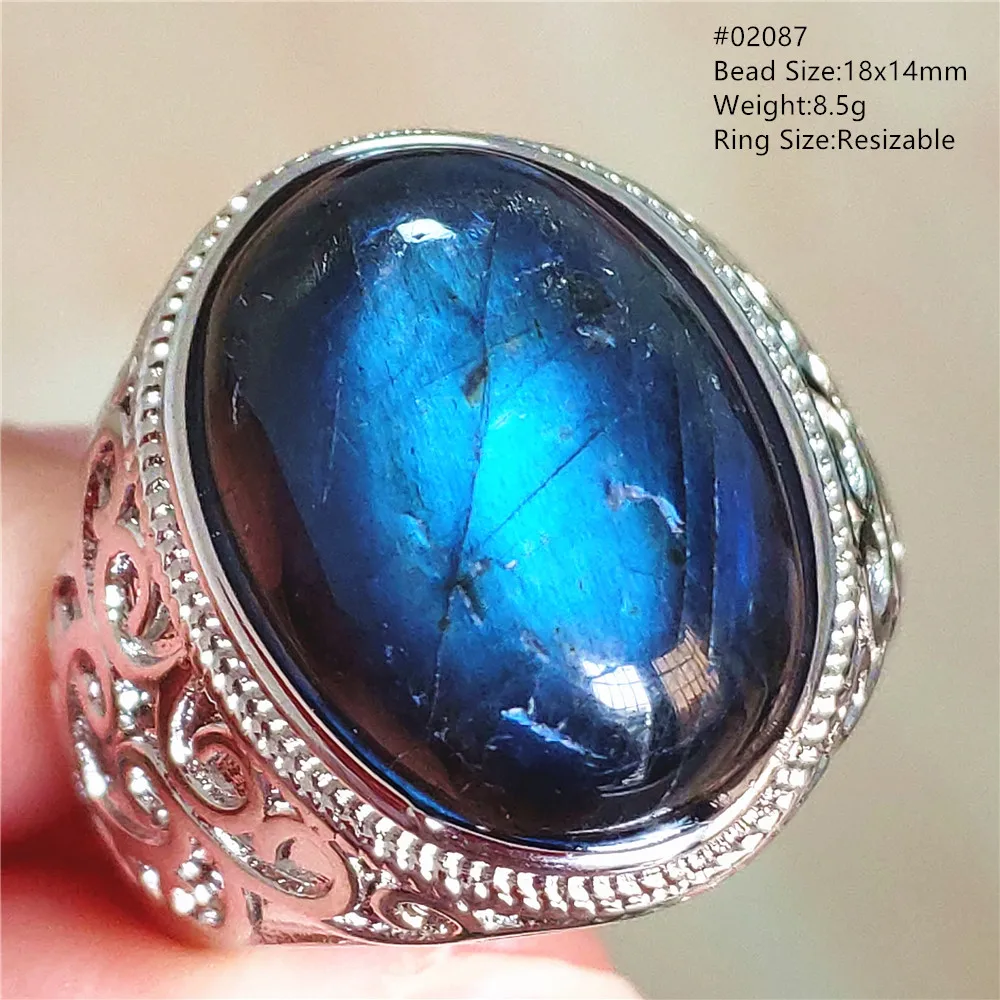 Натуральный черный лабрадорит регулируемое кольцо ювелирные изделия