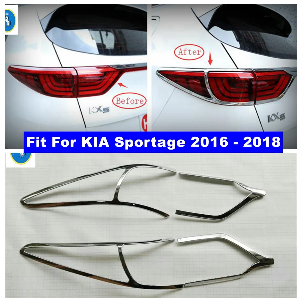 

Chrome Rear Back Tail Lights Trunk Lamps Taillight Decor Frame Cover Trim For KIA Sportage 2016 2017 2018 Exterior Accessories