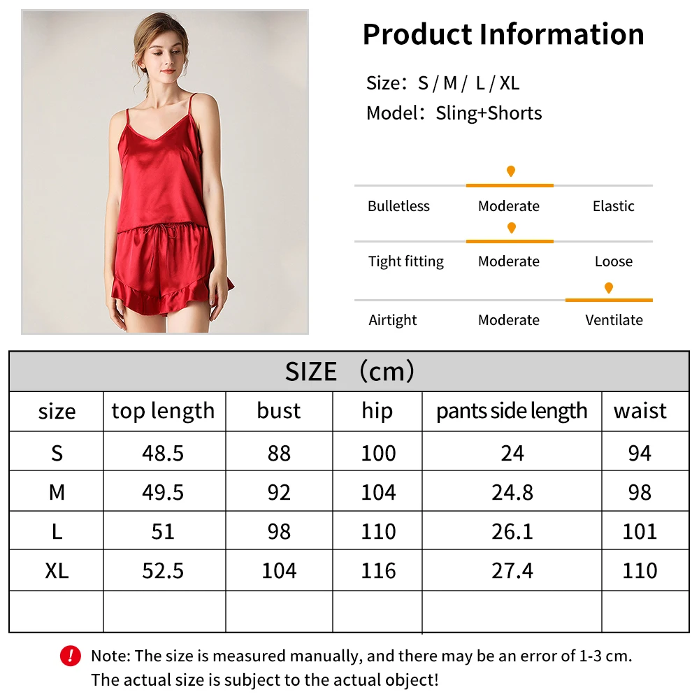 2023 Women's Solid Sweet Princess Pajamas Pajamas Soft Silk V-Neck Strap Top+Shorts Two Piece Sexy Fashion Homewear Pajamas Set