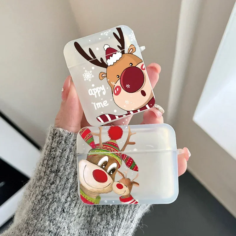 Christmas Reindeer Earphone Case for Airpods 3rd 2 Pro 4th Covers Airpod 3 1 New Year Protective Accessorie Shell Fundas