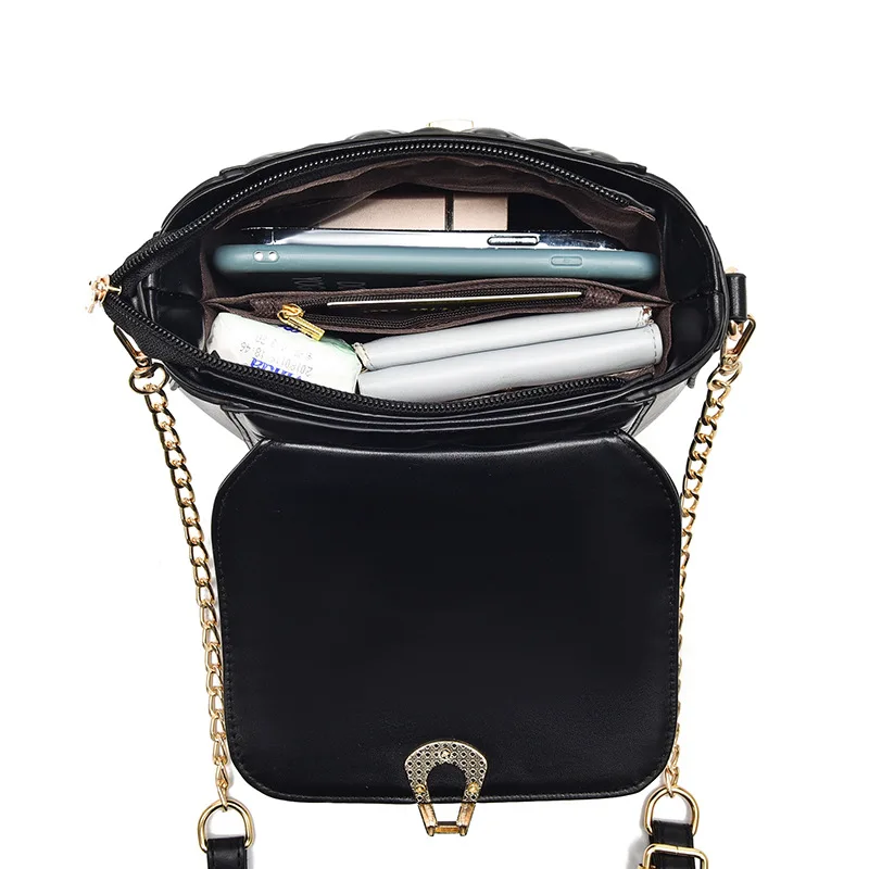 Luggage Women's Handbags Crossbody MINI Luxury Atmospheric Black Underarm Diamond Chain Bag Waterproof Travel  Ladies Bolsos