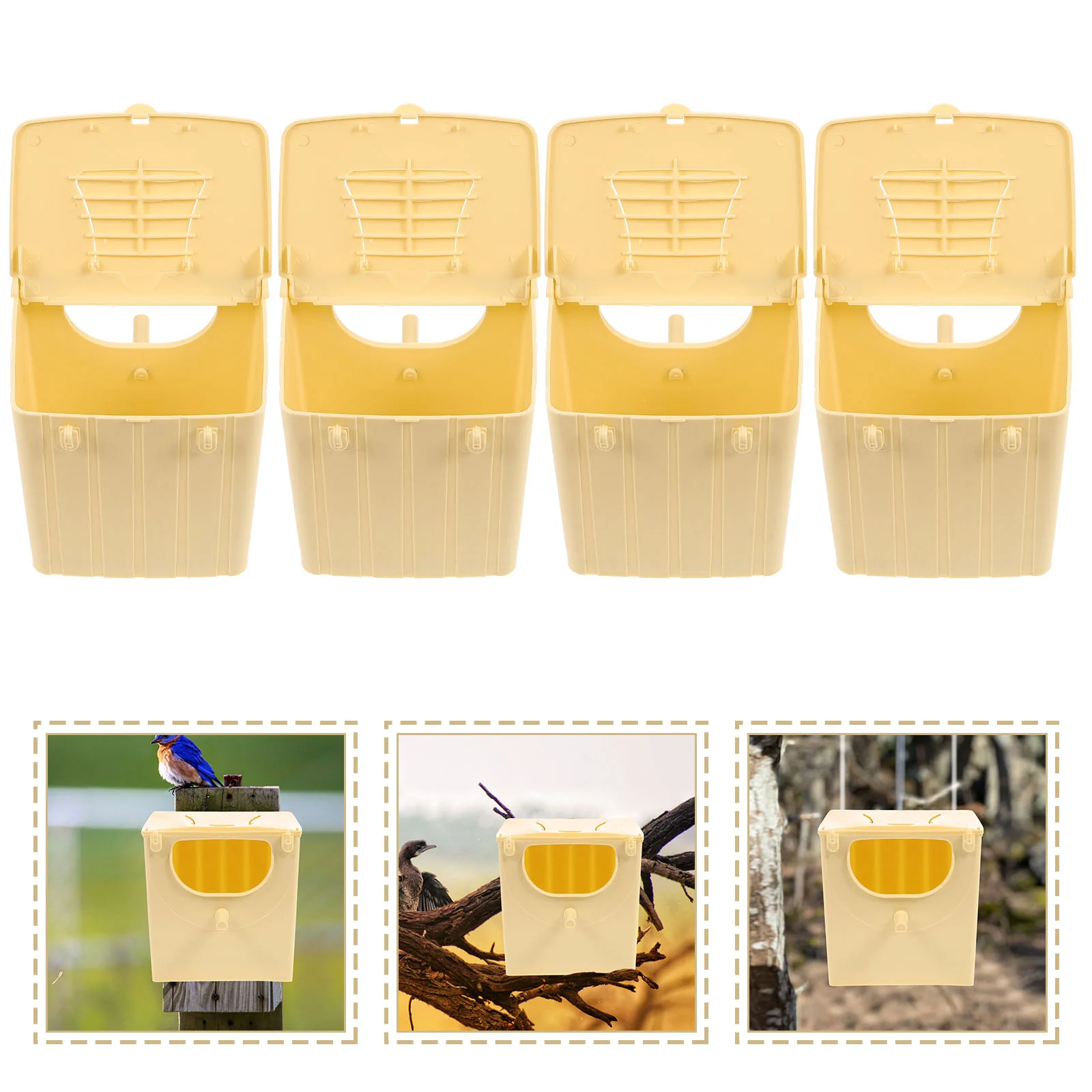 

4Pcs Bird Nesting House Bird Incubation Box Hanging Bird Hut Plastic Breeding House