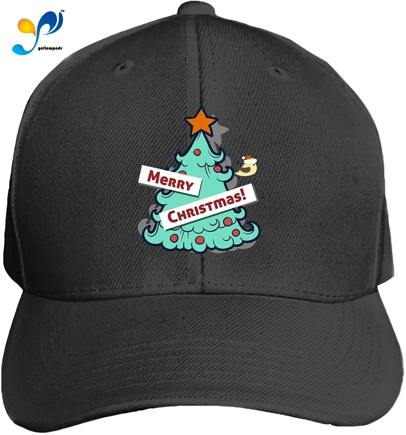 

Merry Christmas Men's Structured Twill Cap Adjustable Peaked Sandwich Hat