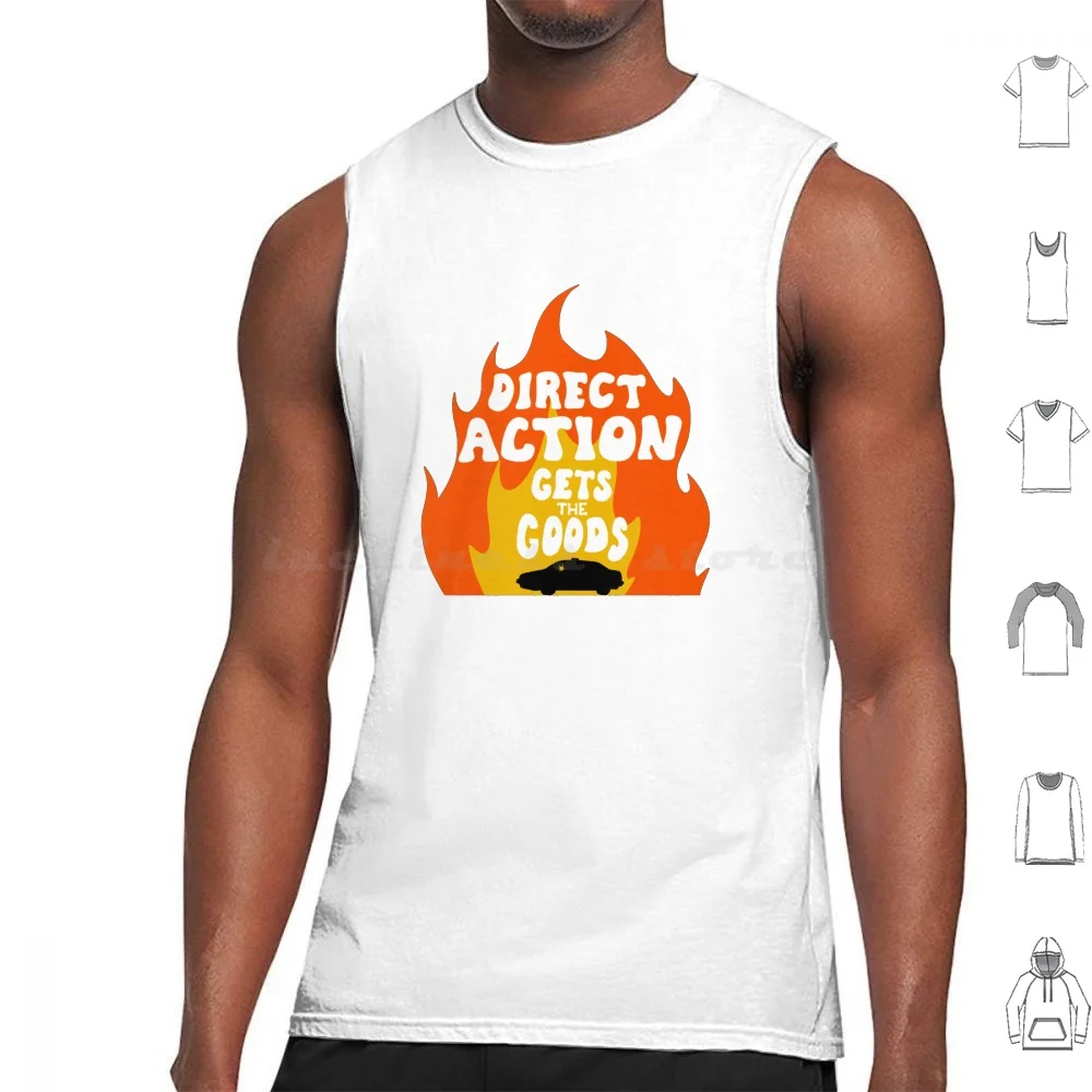 

Direct Action Gets The Goods Tank Tops Print Cotton Acab Revolution Fire Strike Direct Action Riot Rioting Protests