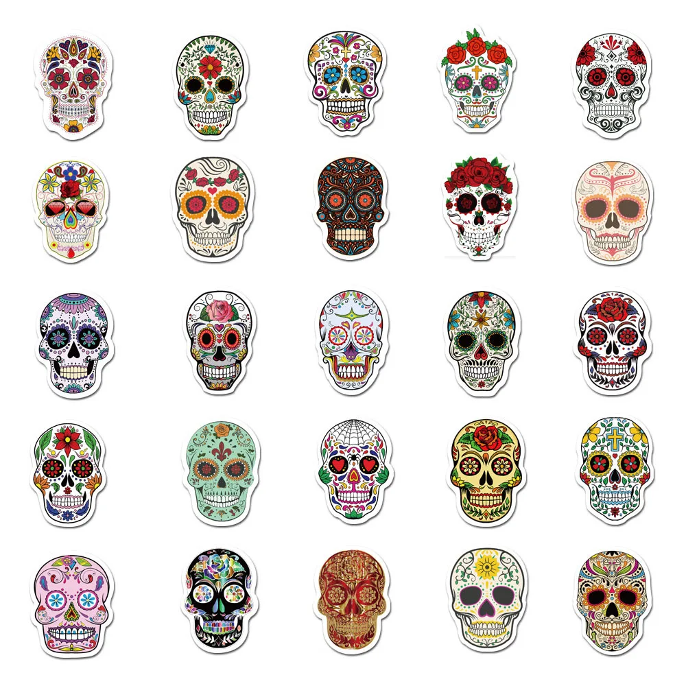 10/30/50 шт. ужас мексиканский Calavera сахарный череп наклейки мультфильм скейтборд