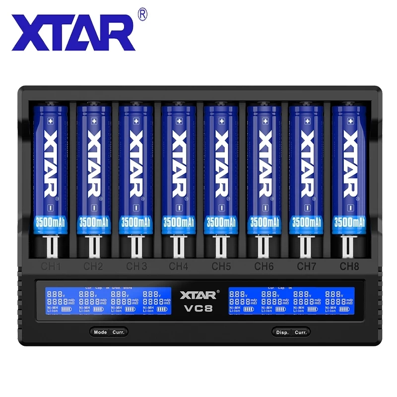 Зарядное устройство XTAR VC8 с ЖК-дисплеем, VC8 = VC4 + VC4SL QC3.0 Зарядное устройство XTAR VC8 с ЖК-дисплеем, VC8 = VC4 + VC4SL QC3.0