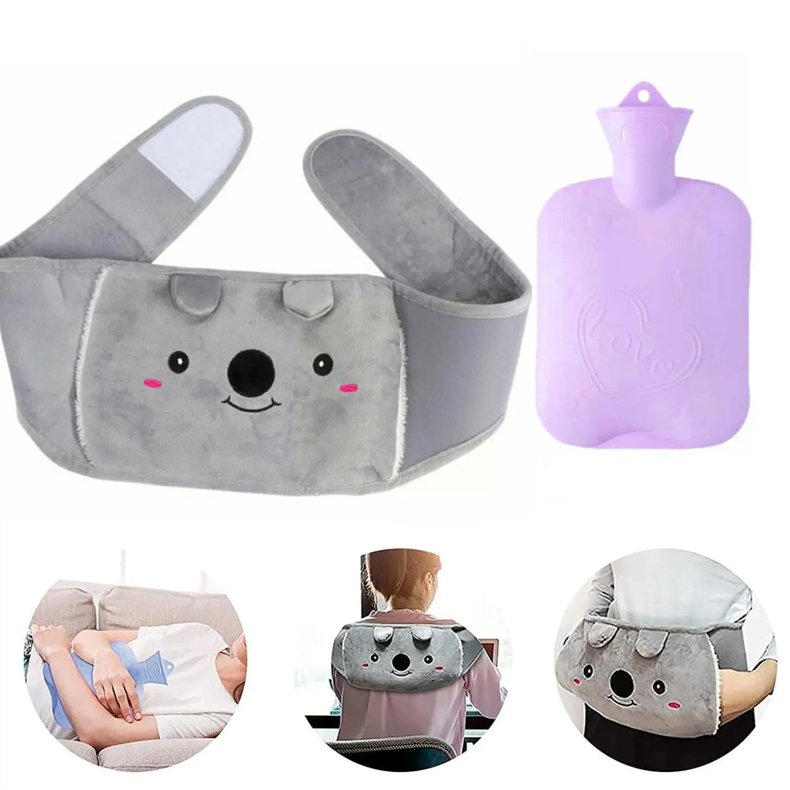 

Rubber Hot Water Bottle With Waist Cover Pain Relief For Neck Shoulder Menstrual Cramps, Hot Water Bag With Warm Abdominal Q3Y3