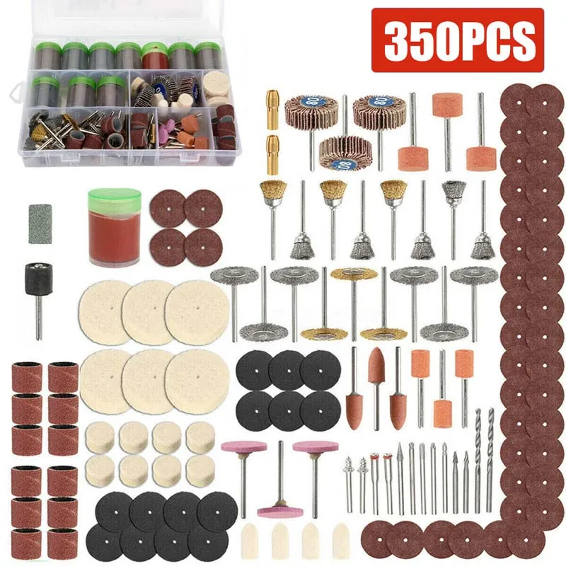 

350pcs Abrasive Tool for Dremel Rotary Tool Sanding Grinding Drilling Saw Blade Sanding Drum Woolen Polishing Wheel Wood Drill