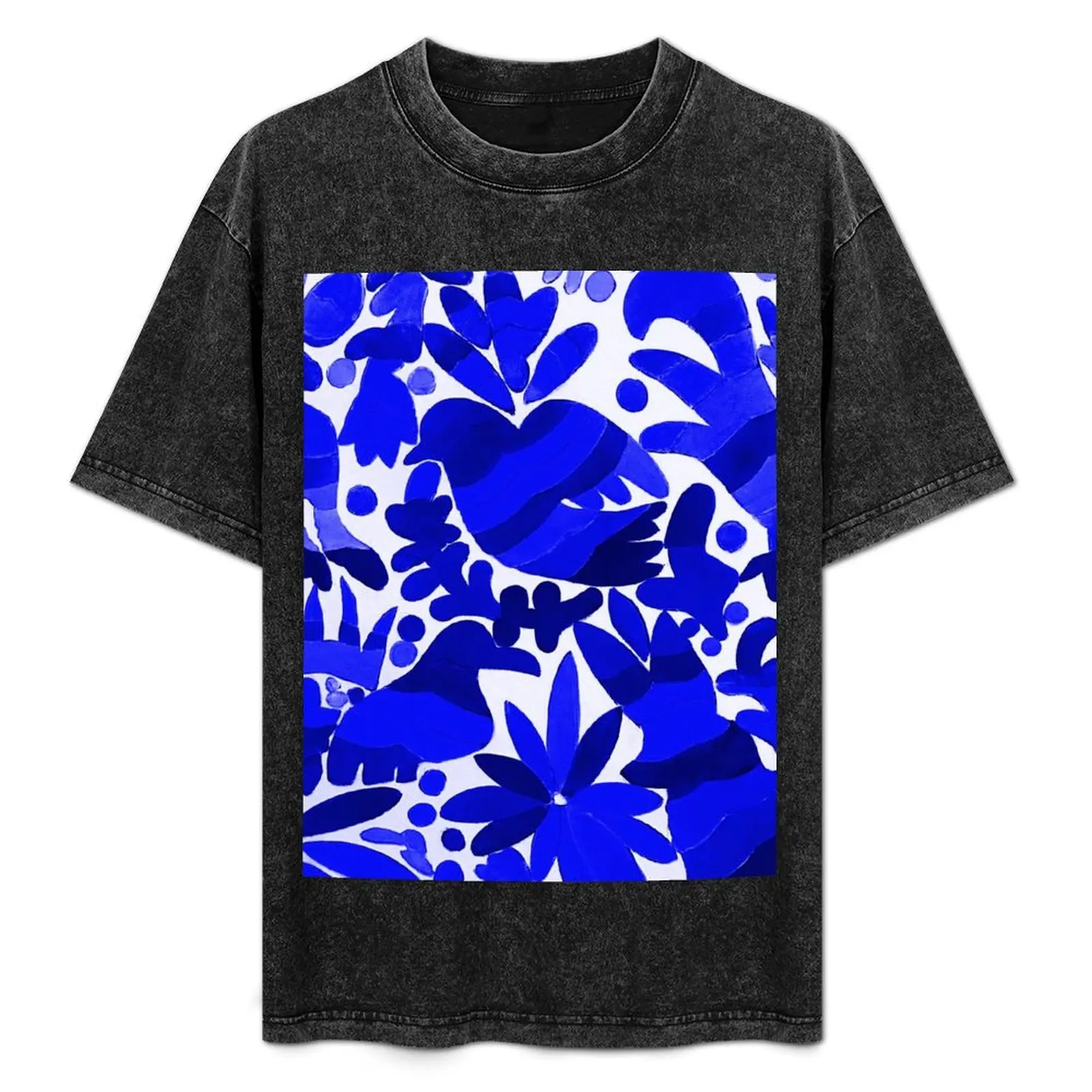 Фото Футболка Otomi темно-синего цвета, однотонная, с коротким рукавом, для повседневной носки №1