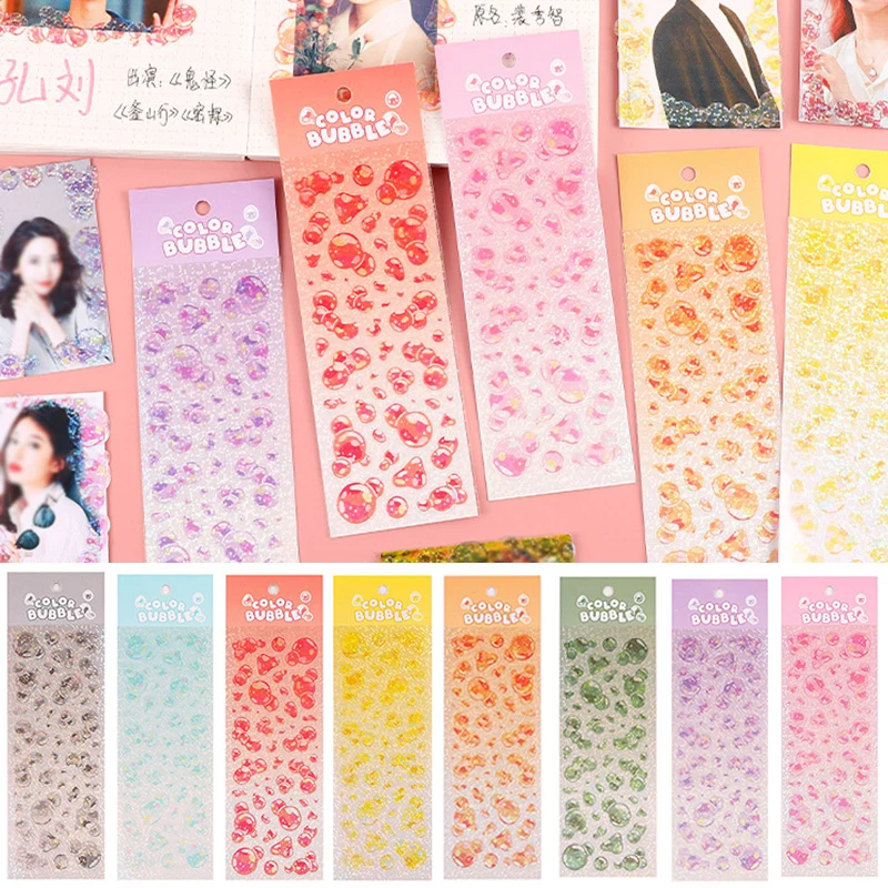 

Colorful Laser Bubble Water Drops Stickers PVC Waterproof DIY Diary Album Decorative Stickers Candy Color Stationery Sticker
