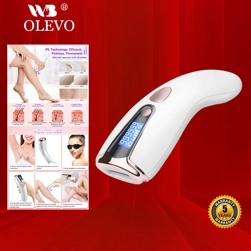 Hair Removal Device for Men and Women Upgrade to 999,999 Flash IPL Epilator for Face Whole Body