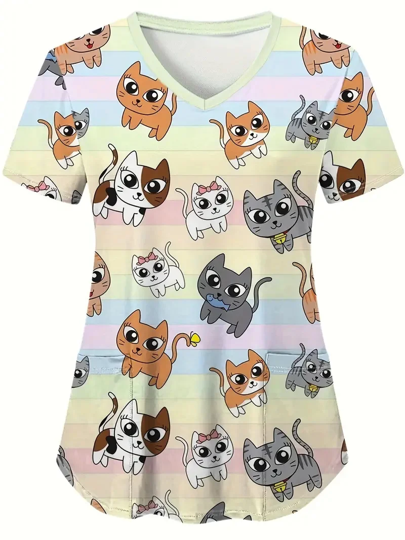 Клиническая униформа для женщин милый котенок мультяшный принт