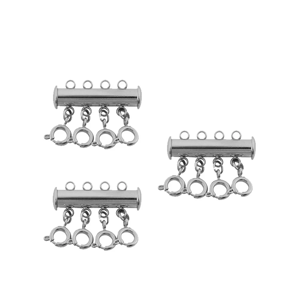 3 Pcs Copper Connect Buckle Magnetic Necklace Bracelet Clasps Bracelets Wrist Chain Multi-strand DIY