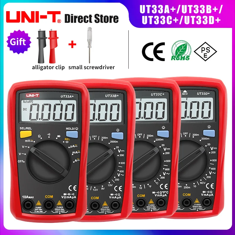 Uni-t Tamanho da Palma Multímetro Resistência Medida Lcd ac dc 2mf Capacitância Ncv Tester Backlight Ut33a Mais Ut33b Mais Ut33c Mais Ut33d + Multímetros