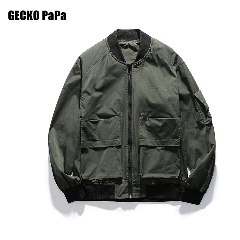 

Мужская модная осенняя куртка с Бейсбольным воротником, повседневная мужская куртка, уличная однотонная мужская ветровка, куртка-бомбер, о...