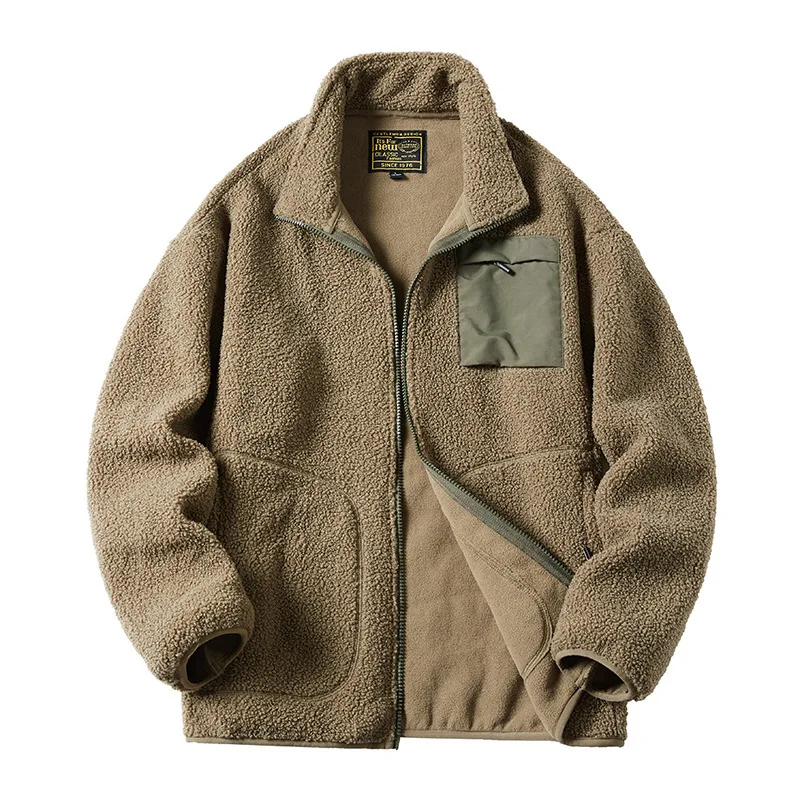 2023 New Arrivals Men's Thickened Teddy Fleece Jacket with Lamb Wool Lining and Scratch-resistant Coat