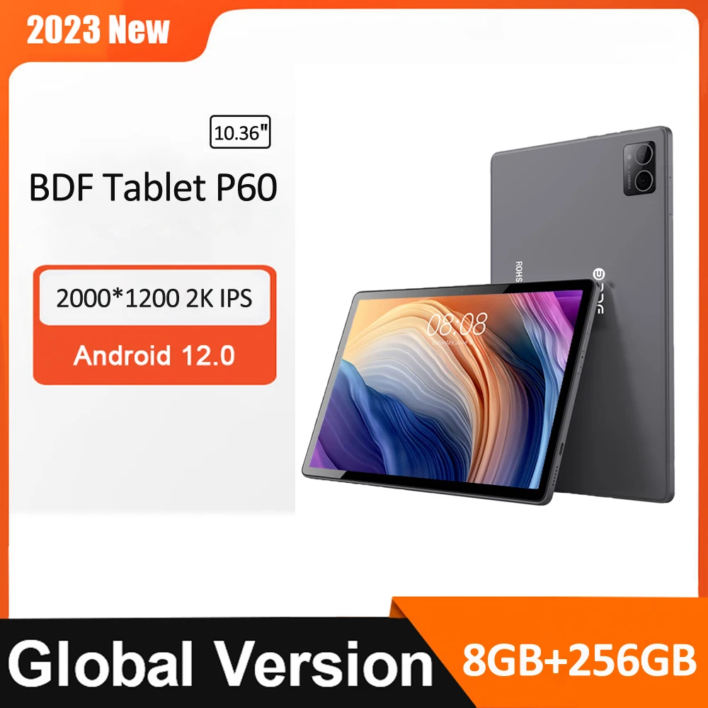 BDF Pad 2023 планшет с глобальной прошивкой, Android 12, 10,36 дюймов, 2000*1200, 2K экран, 8 ГБ ОЗУ, 256 Гб ПЗУ, 8000 мАч, легкий BDF планшет