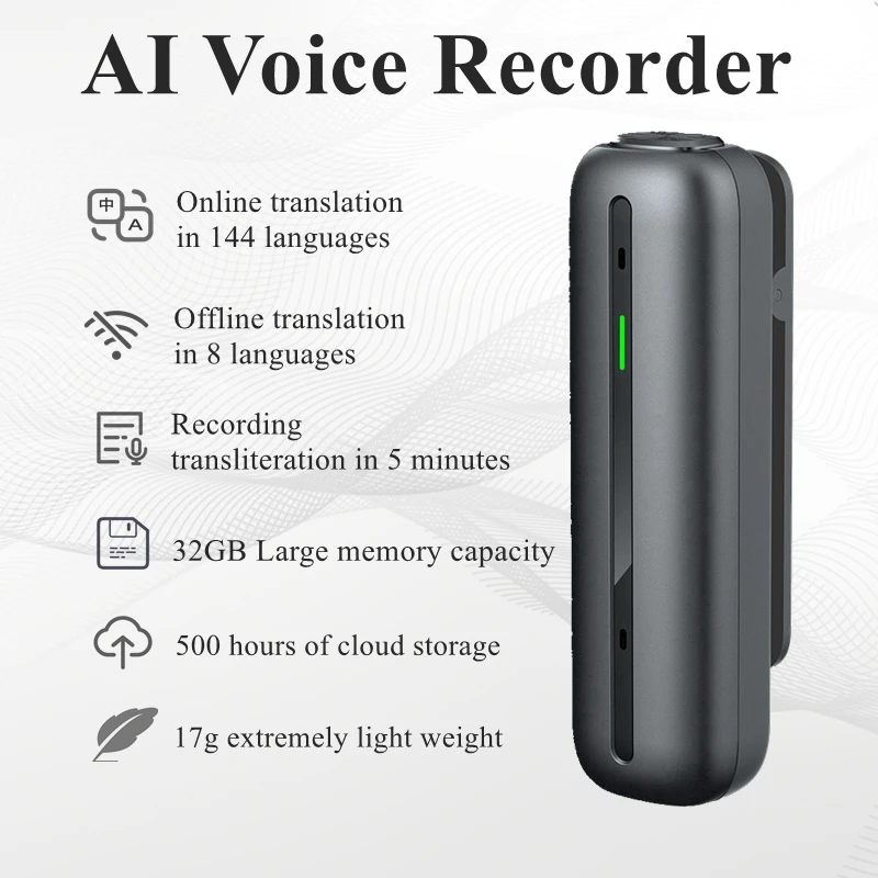 

Wooask S01 Digital Voice Recorder Smart Translator in 144 Languages Offline Transcription for Business Meeting 32GB Capacity