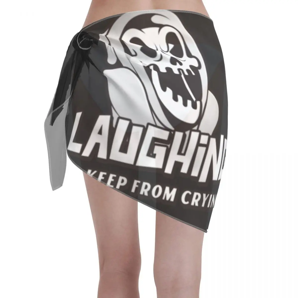 

Laughing To Keep From Crying Retro Kaftan Sarong Swimsuit Women Cuphead Mugman Polyester Beach Short Skirts Bikini Cover Up