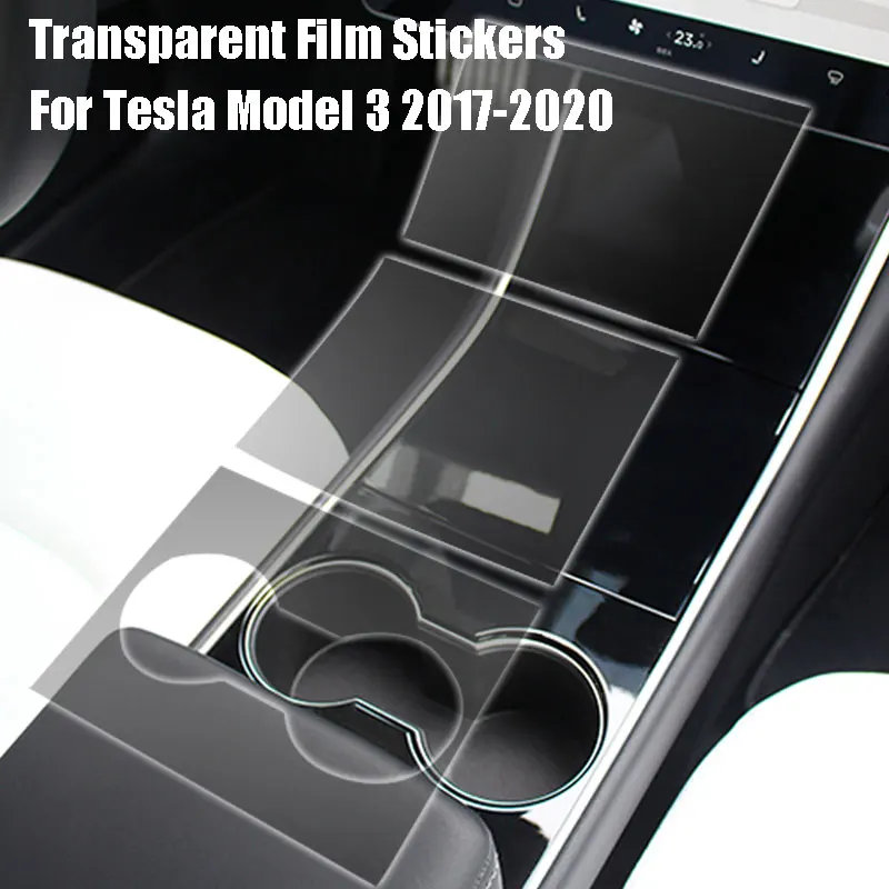 

For Tesla Model 3 2017-2020 Center Console Protective Film Transparent Film Stickers 3Pcs