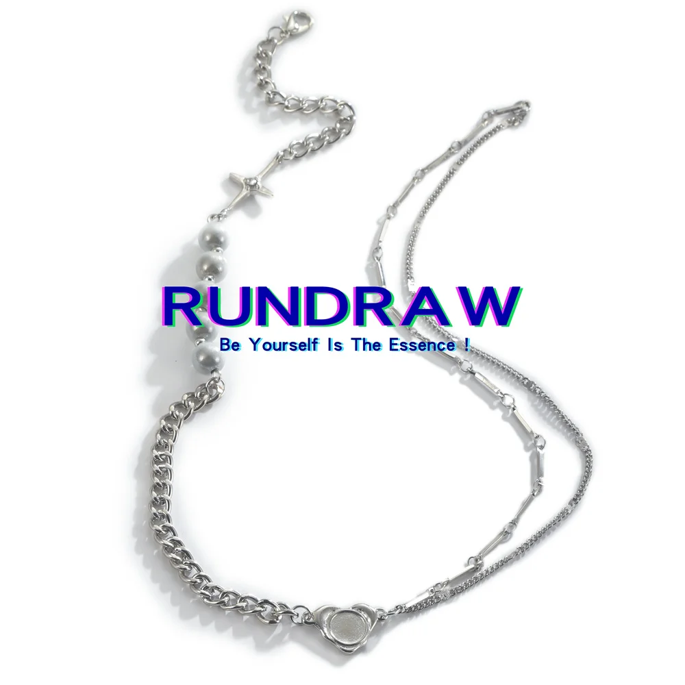

RUNDRAW Fashion Silver Color Women Pearl Glow Star Heart Pendant Necklace Chain Party Jewelry Gifts Necklace