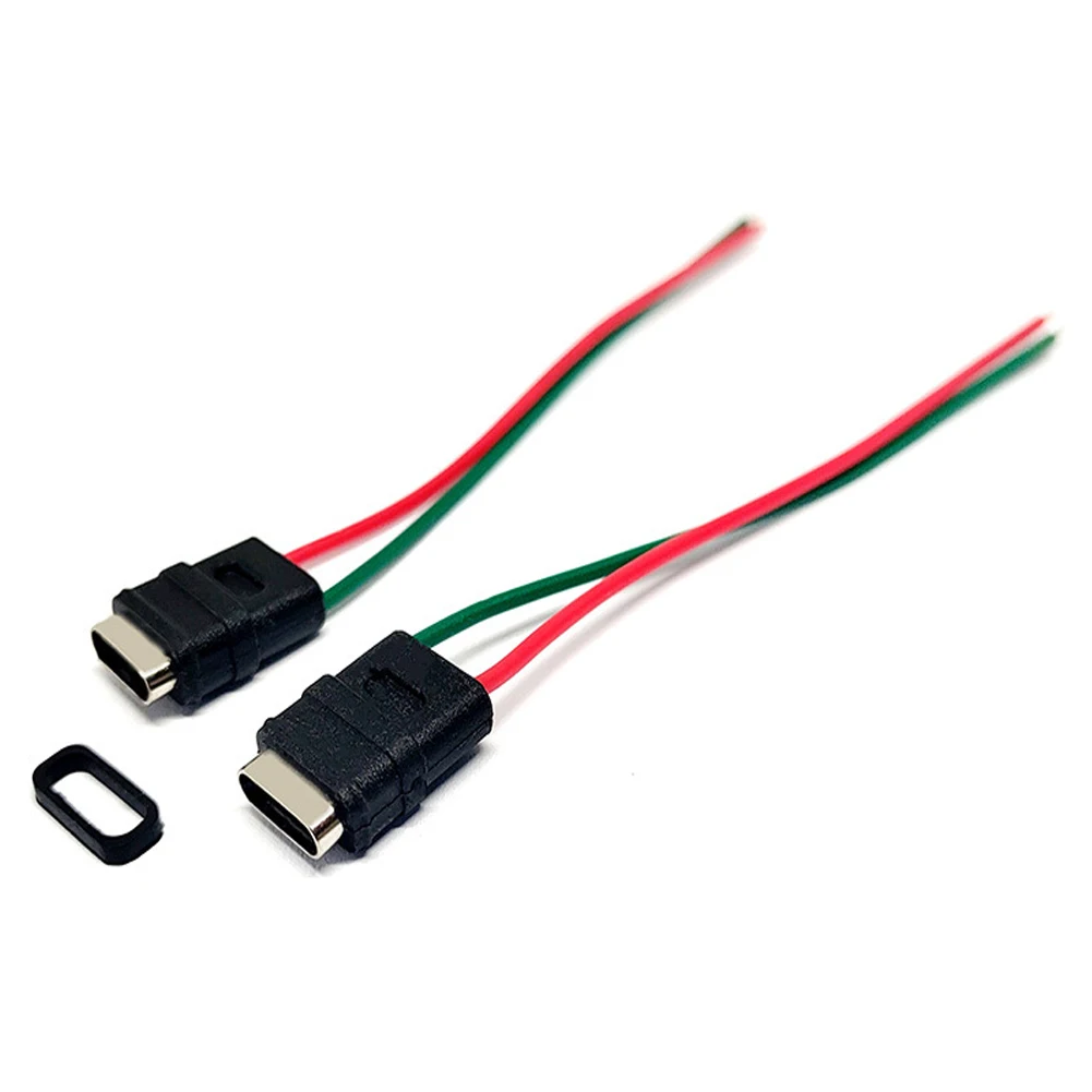 

5PCS USB 3.1 Type-C Waterproof Connector 2-core Welding Wire Female Socket Rubber Ring High Current Fast Charging Port