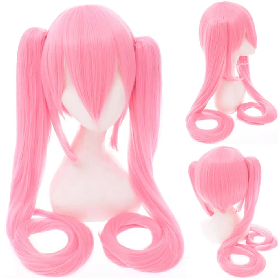 Anime Vocaloid Hasune Miku Cosplay Wig  Japan Beginner Future Miku Cosplay Female Carnival Party Blue Pink Wig