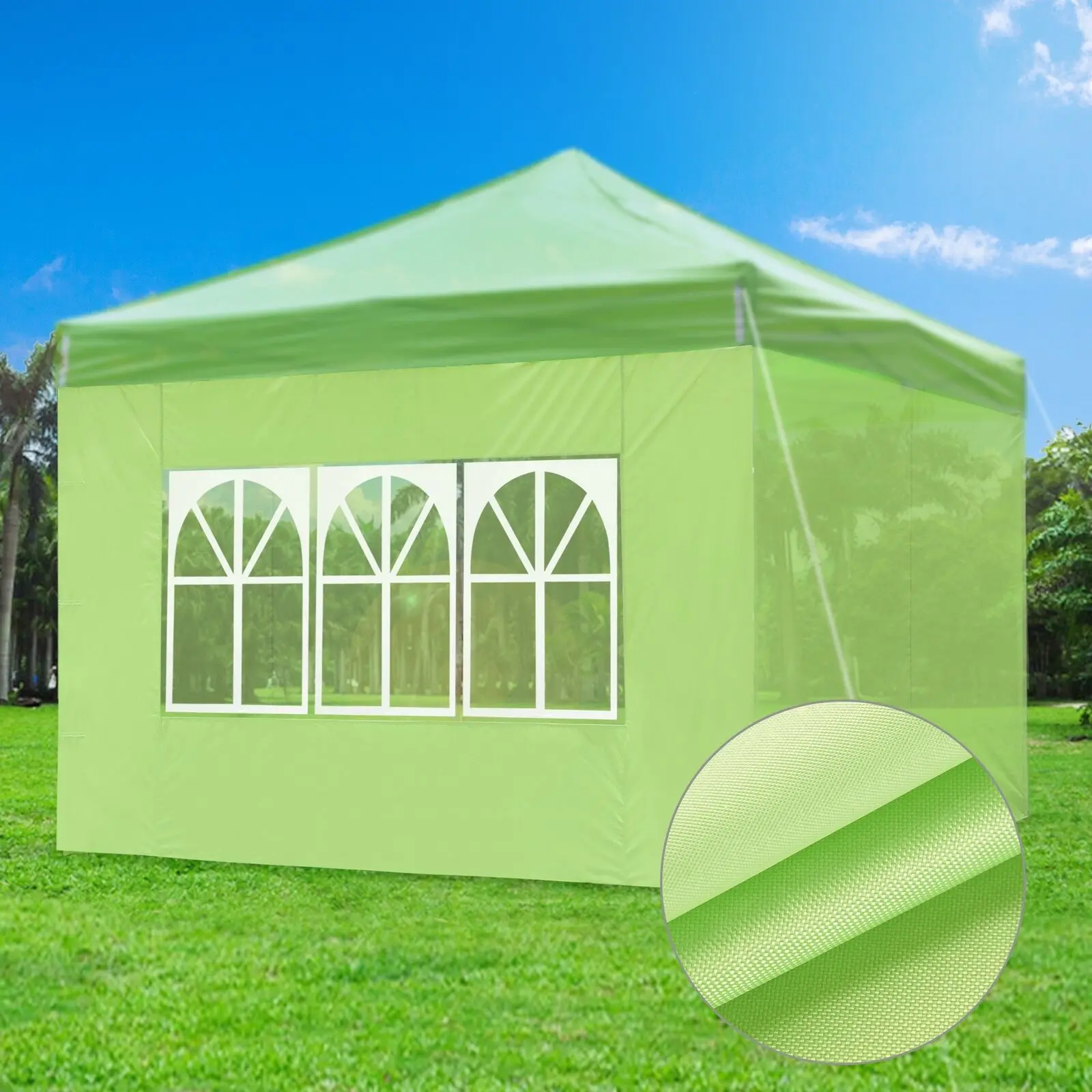 10x7ft Canopy Gazebo with Windows UV30+ Protection & Fade Resistance Green
