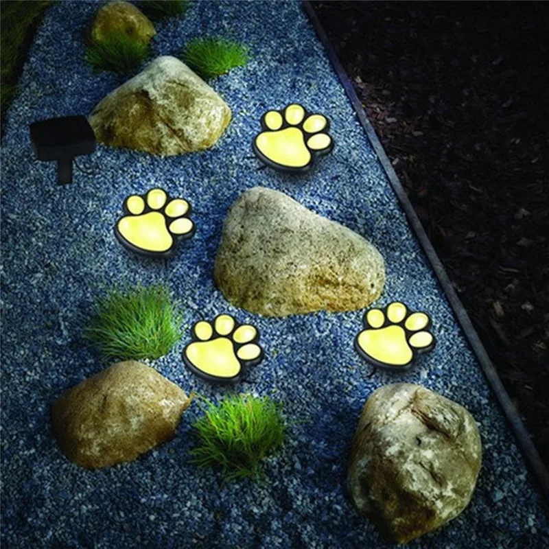 

Solar Decor Solar Decoration Paw Path Lawn For Cat Lamp Garden Garden Print Outdoor Solar Waterproof Dog Animal Lights Light