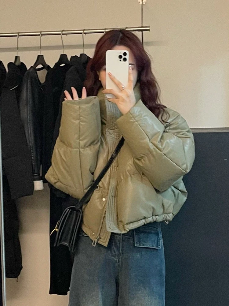 Одноразовый пуховик из искусственной кожи одежда с хлопковой подкладкой женское