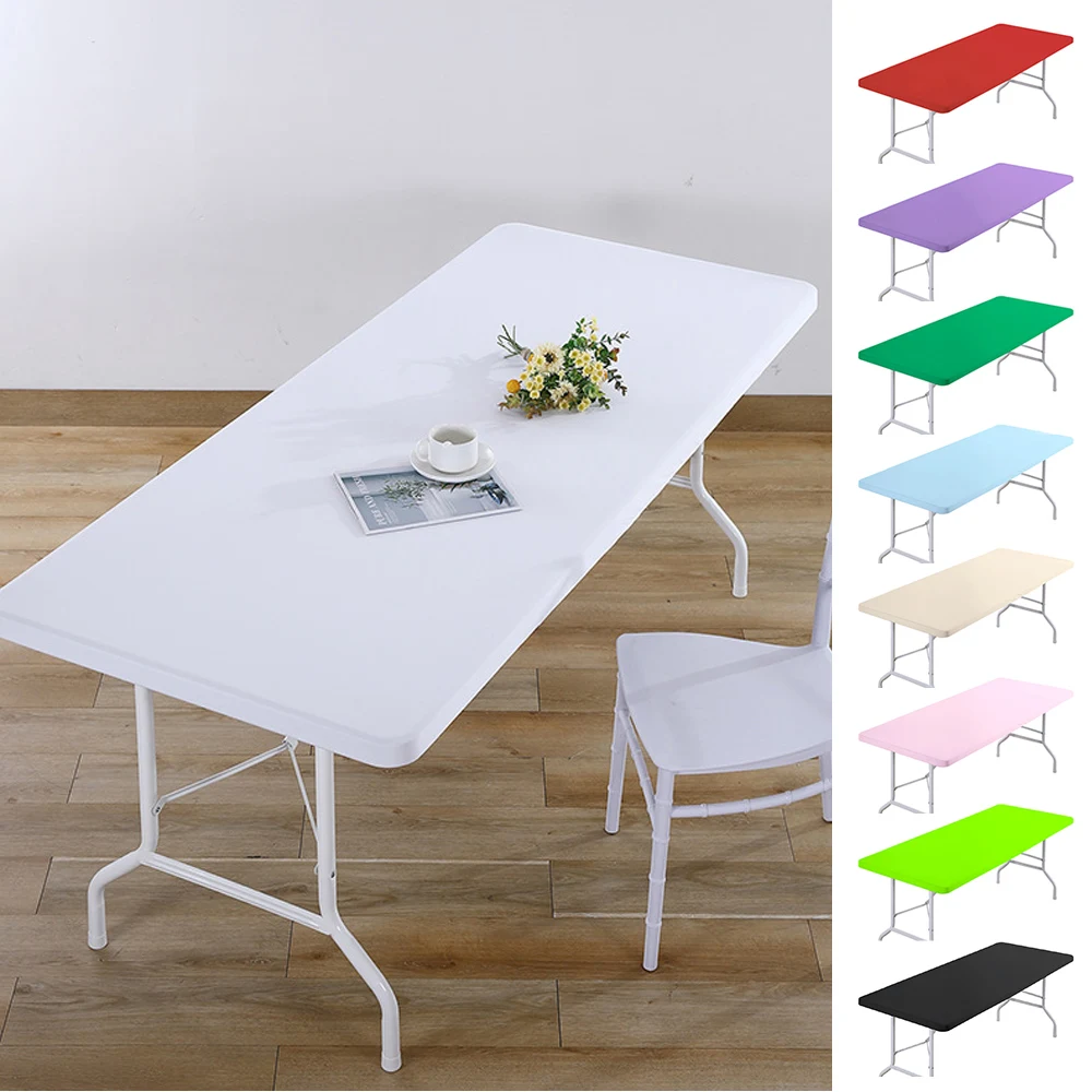 

Rectangle Elastic Table Cover Spandex Table Protector Washable Polyester Tablecloth Edged Close-fitting Picnic Table Cloth